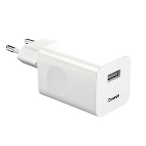Baseus 24W Brzo punjenje 3.0 USB Punjač za zid, Bijela - Mrežni adapter