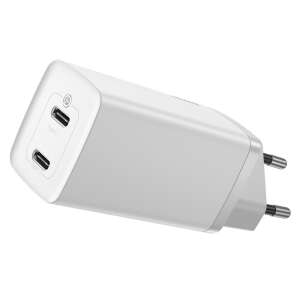Baseus GaN2 Lite hálózati töltő, 2x Type-C, 65W - CCGAN2L-E02, Fehér