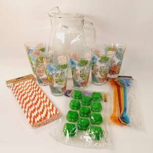 6-dielna súprava na nápoje s džbánom, slamkami, miešacími lyžičkami a podnosom na kocky ľadu - Barové pomôcky