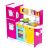 Дървена игрална кухня Ecotoys в розово, жълто и синьо, с хладилник, фурна, микровълнова печка и мивка