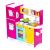 Дървена игрална кухня Ecotoys в розово, жълто и синьо, с хладилник, фурна, микровълнова печка и мивка