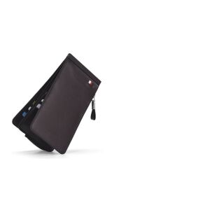 Fekete bőr pénztárca cipzárral, kártyatartókkal és telefonzsebbel - Férfi pénztárca