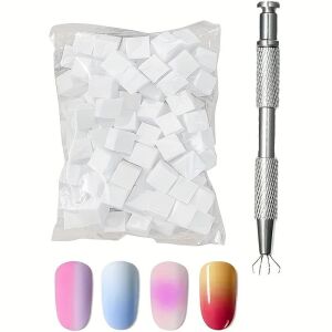 Metall Nageldesign-Schwammhalter Werkzeug 50 austauschbare Mini-Tofu-Blöcke mit Schwamm für Ombre-Nailart, Maniküre-Zubehör und Accessoires 114786912 - Nagelpflege