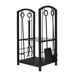 Kandallófa tartó szett, 2 szint, 4 tartozékkal 60 cm, acél, 40x30x73 cm