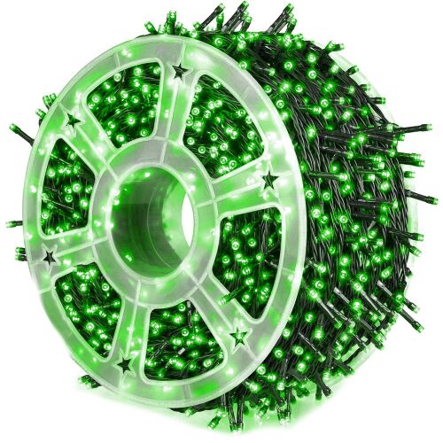 50 méteres zöld LED karácsonyi fényfüzér 240 izzóval, tökéletes beltéri és kültéri díszítéshez