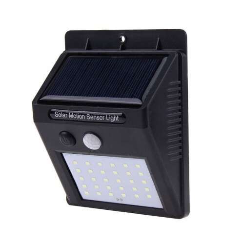 Alloet 30 LED-es napelemes kültéri Lámpa alkonyat kapcsolóval és mozgásérzékelővel #fekete