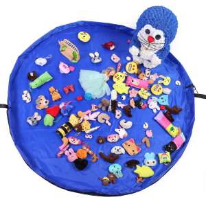 Pungă rotundă de depozitare a jucăriilor și covor de joacă într-unul singur 150cm #blue 40440878 Covorase de joaca pentru bebelusi