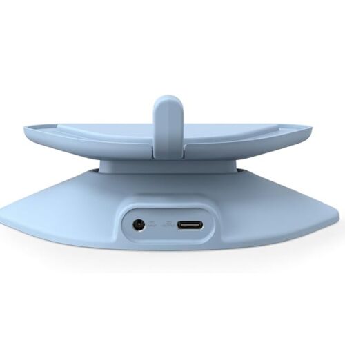 Eco Show 5 töltőadapter, kék, hátulnézet, USB-C porttal és tápbemenettel