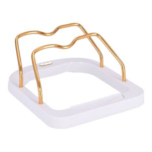 Weißer und goldener Fedéltartó Deckelhalter, schräge Ansicht - Lagerung & Organisation
