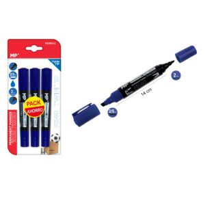 MP PX40 Permanentmarker, Doppelspitze, Blau, 3 Stück - Filzstifte