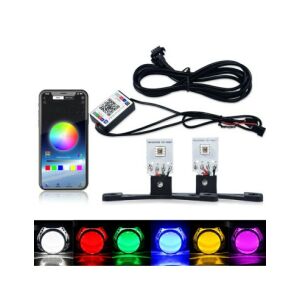 Kit LED Devil Eyes RGB cu control prin aplicație: Set de 2 bucăți, multicolor, lumini RGB pentru mașini controlate prin aplicație, instalare ușoară - Lumini auto