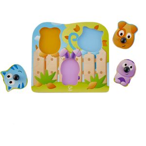 Puzzle, Hape, 4 fadarabbal, nagy orrú állatokkal, ügyesség és szem-kéz koordináció fejlesztésére, egy éven felüli gyerekeknek