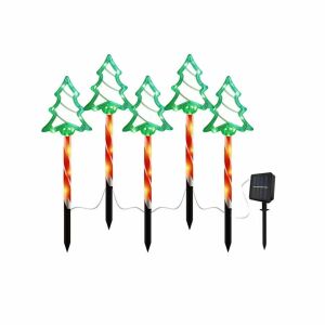 Zestaw 5 solarnych lampek choinkowych, czerwone i zielone światła, 40 cm wysokości - Lightshine, Dekoracja świąteczna na zewnątrz, Ozdoby choinkowe, Dekoracja świąteczna i Kostium Świętego Mikołaja