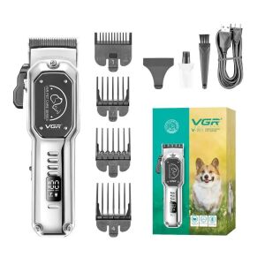 Professzionális kisállat nyíró, VGR V-201, vezeték nélküli, turbó turbó funkció, LED kijelző, ezüst színű