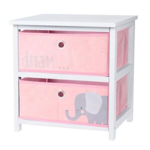 Noptieră camera copilului, model elefant, cu 2 sertare, MDF, H&S Collection, 41x33,5x43 cm, roz 114812303 - Comode pentru copii