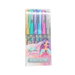 Zestaw 6 kolorowych długopisów metalicznych, Big Dream Girls