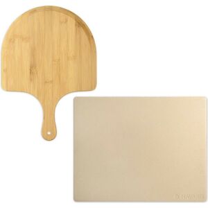 Sada pizza kameňa a pizza lopatky Navaris, 38 x 30 cm, béžová - Nádoby na varenie a pečenie