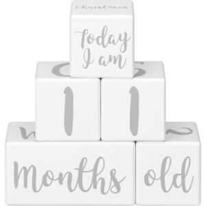 Zestaw 5 bloków wiekowych Navaris dla niemowląt, język angielski, jasnoszary, 52325.02