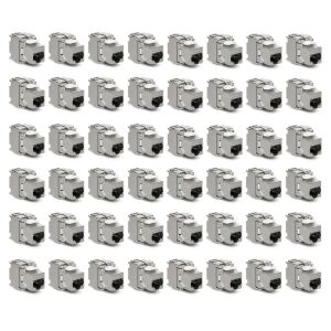 48 db 10 Gbit CAT6A dugós készlet RJ45 Ethernet kábelekhez, Kwmobile, ezüst, fém, 45358.48