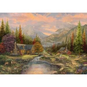Schmidt Spiele Thomas Kinkade Studios Hegyi táj patakkal 1000 darabos fa puzzle - Schmidt
