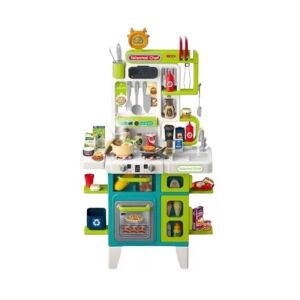Manyuk Toys Játékkonyha szett kiegészítőkkel - Zöld (212), egy képzeletbeli konyha gyerekeknek, tűzhellyel, sütővel, mosogatóval és egyéb konyhai kiegészítőkkel - Manyuk Toys