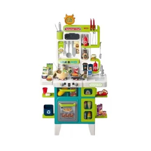 Zestaw kuchenny Manyuk Toys z akcesoriami - Zielony (212), kuchnia do zabawy dla dzieci z kuchenką, piekarnikiem, zlewem i innymi akcesoriami kuchennymi