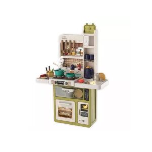 Set de bucătărie de joacă verde cu lumini și sunete pentru copii, include accesorii precum oale, tigăi, ustensile și mâncare - Bucatarie pentru copii