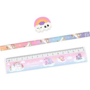 Ylvi Unicorn stationery set: pencil, ruler, and eraser - Writing Tool Set