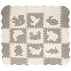 Springos Állatos puzzle szőnyeg gyerekeknek, 120x120 cm, krém, szürke 40942508 Szivacs puzzle - 9 db