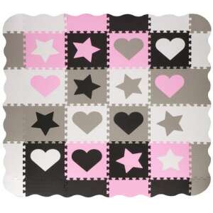 Springos Kids Foam Puzzle Mat 150x150 cm with Stars and Hearts - Springos Foam Puzzle
