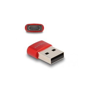 DeLOCK Adapter USB 2.0, USB Typ-A męskie do USB Type-C żeńskie, czerwona 114818689 - Konwerter USB