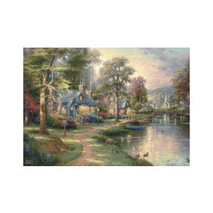 Schmidt Spiele Thomas Kinkade Studios Falu a tó mellett 1000 darabos fa puzzle - Schmidt