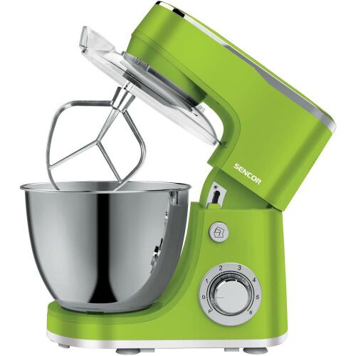 Sencor STM 3631GR Zöld Konyhai Robotgép, 5,5L, 1300W, dagasztó horoggal, habverővel és keverő lapáttal