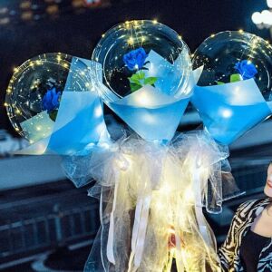 Flippy LED léggömb rózsacsokor, 35 cm kék, romantikus ajándék - Ajándék ötlet Valentin-napra