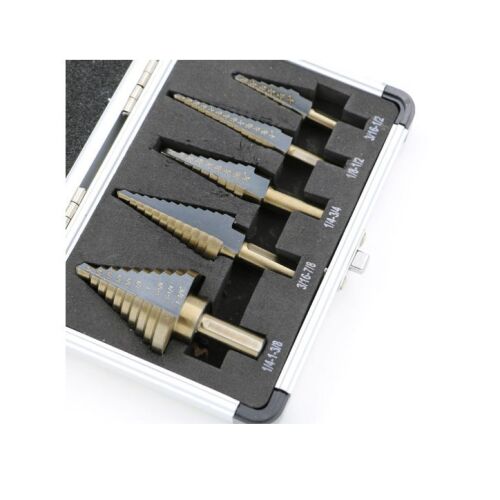 5 darabos lépcsős fúrófej készlet tokban