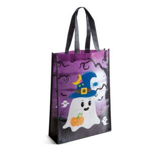 Halloween Geschenktasche mit Geister- und Kürbisdesign, lila und orange, 30 x 40 x 10 cm - Geschenkverpackungen