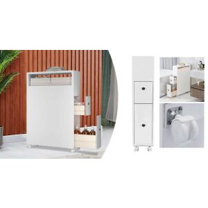 Timeless Tools Colaj dulap îngust cu rotile: Depozitare baie și bucătărie - Capace de toaleta/WC, Cabină de duș, Robinet, Ușă de duș, Dulap de baie, Coșuri de rufe și Set de duș