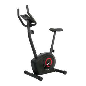 Timeless Tools Fitnesz Szobakerékpár, black stationary bike with red accents, 3/4 view - Sport & Leisure