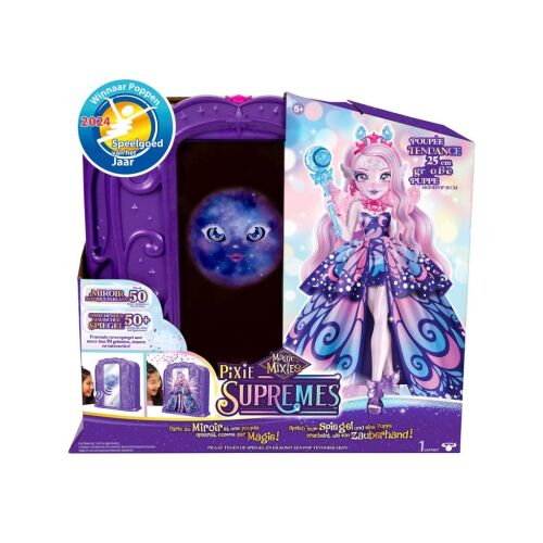 Magic Mixies Pixie Supremes varázstükör játék, lila beszélő tükör rejtett babával, 50+ hang és fény, tartalmaz babát, kiegészítőket és útmutatót - Babázás