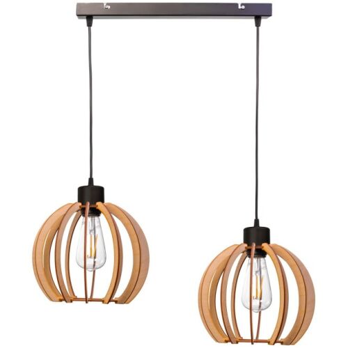 Privjesak Adviti Juala AD-LD-6377BE27D, 2 x 60W, E27, IP20, Metal/Drvo, Crna/Smeđa 114829689