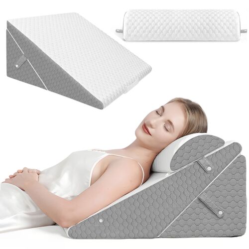 Set de perne Linomag® 10 in 1 reglabile, spumă cu memorie, somn confortabil, recuperare postoperatorie, suport pentru spate, gât și picioare, husă detașabilă