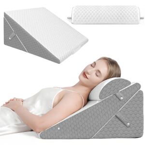 Zestaw poduszek klinowych Linomag® 10 w 1, pianka z pamięcią kształtu, komfortowy sen, rekonwalescencja po operacji, podparcie pleców, szyi i nóg, zdejmowany pokrowiec - Tekstylia domowe