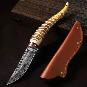 FOXTER® túlélő vadászkés agancsos hatású nyéllel és bőr tok - Foxter