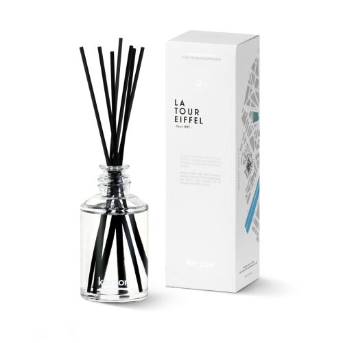 Légfrissítő pálcikákkal Kerzon Paris, La Tour Eiffel, borostyán és fűszer illatú, biztonságos formula, üvegtartály, francia gyártmány, 120 ml