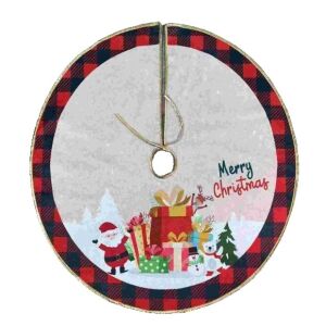 KeepHome karácsonyfa szoknya, 90cm, Többszínű, Mikulásos és ajándékos mintával - Karácsonyfa talp