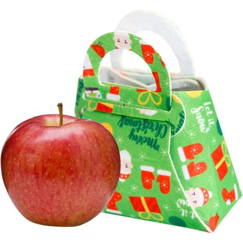 Zöld karácsonyi ajándék táska Mikulás és hóember mintával, tökéletes kis ajándékokhoz, édességekhez vagy játékokhoz