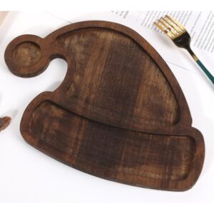 KeepHome fa Santa sapka alakú tálca, barna, lekerekített szélekkel - Kínáló tál