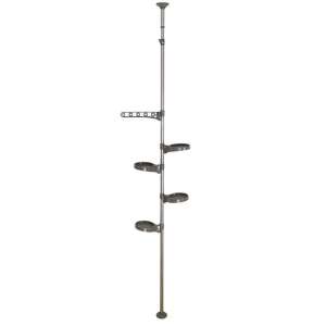 Timeless Tools Telescopic Plant Stand, Grey, showing the stand with shelves and a hanging hook - Plant Stand