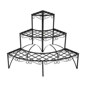 Timeless Tools Sarok virágtartó állvány, 3-tiered corner plant stand, black metal, for indoor and outdoor use - Plant Stand