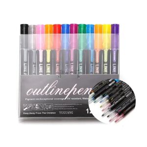 12-teiliges Metallic-Kontur-Filzstifte-Set - Glitzerlinien